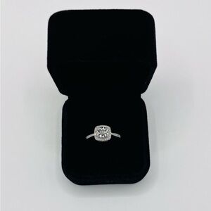 0.35 CT Cushion Cut Natural Diamond Ring Sterling Silver